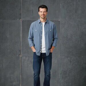 Long Sleeve Light Blue Denim Cotton Shirt